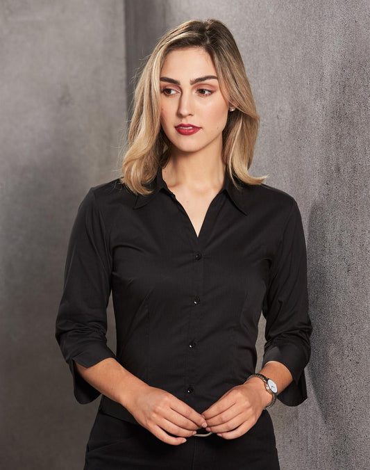 [BS07Q] Ladies' 3/4 sleeve teflon shirt