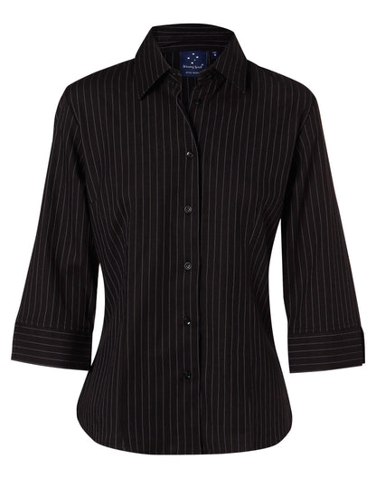 [BS18] Ladies' 3/4 Sleeve Stretch Stripe Shirt