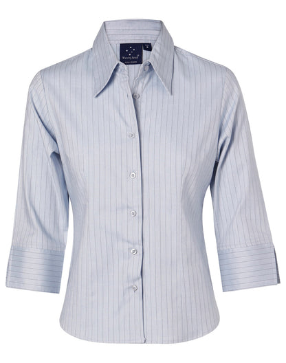 [BS18] Ladies' 3/4 Sleeve Stretch Stripe Shirt