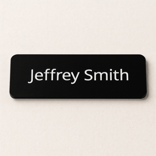Engraved Name badge with pin (text - 1 line)