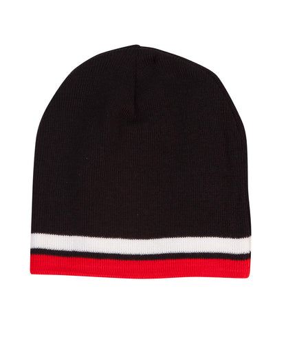 [CH63] Knitted 100% acrylic contrast stripes beanie