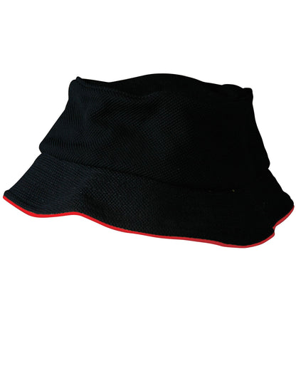 [CH71] Pique mesh with sandwich trim bucket hat