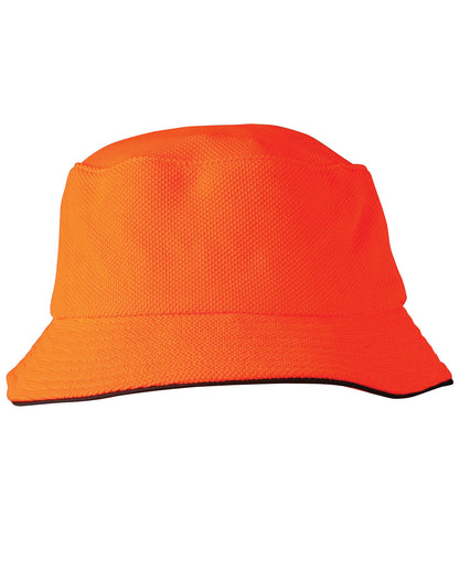 [CH71] Pique mesh with sandwich trim bucket hat