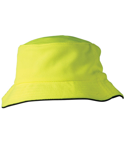 [CH71] Pique mesh with sandwich trim bucket hat