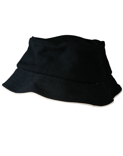 [CH71] Pique mesh with sandwich trim bucket hat