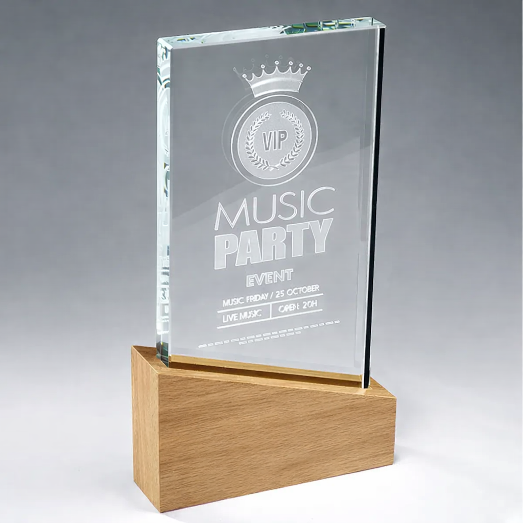 Supreme Glass And Wood Trophy