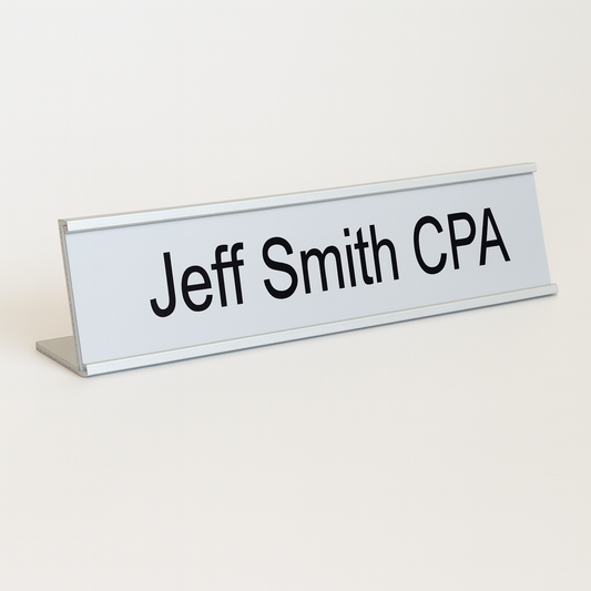 Desk Sign with aluminium holder