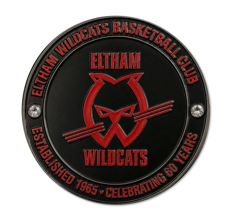 Custom Black Nickel Metal Challenge Coin/Medal with Stones - Paint Filled