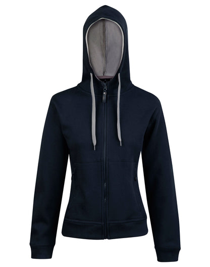 [FL18] Ladies' Full Zip Contrast Fleece Hoodie