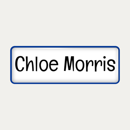Metal name badge with resin coating (text 1 line)