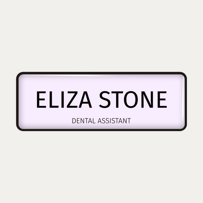 Metal name badge with resin coating (text 2 lines)