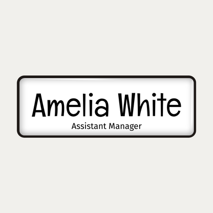 Metal name badge with resin coating (text 2 lines)