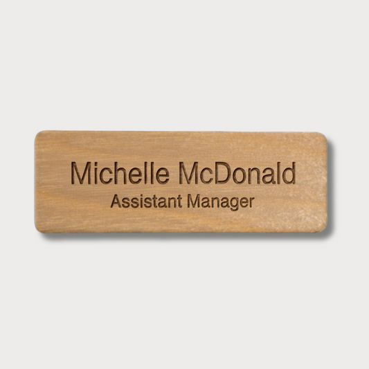 Engraved Wooden Name badge (text - 2 lines)
