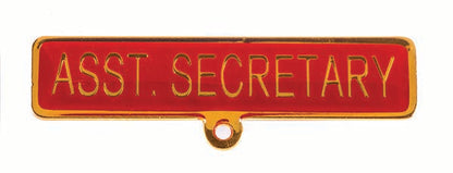 Gold badge. Asst. Secretary. Red