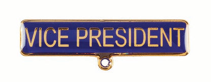 Gold badge. Vice President. Blue