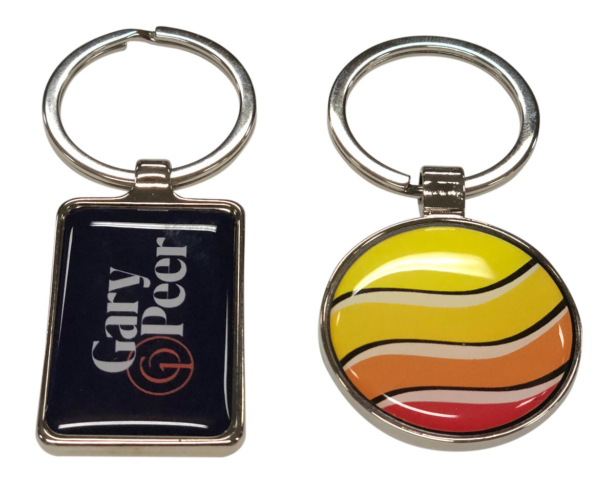 Metal Key Tag 38mm circle  - Resin dome both sides