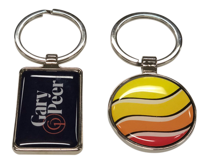 Metal Key Tag 38mm circle  - Resin dome both sides