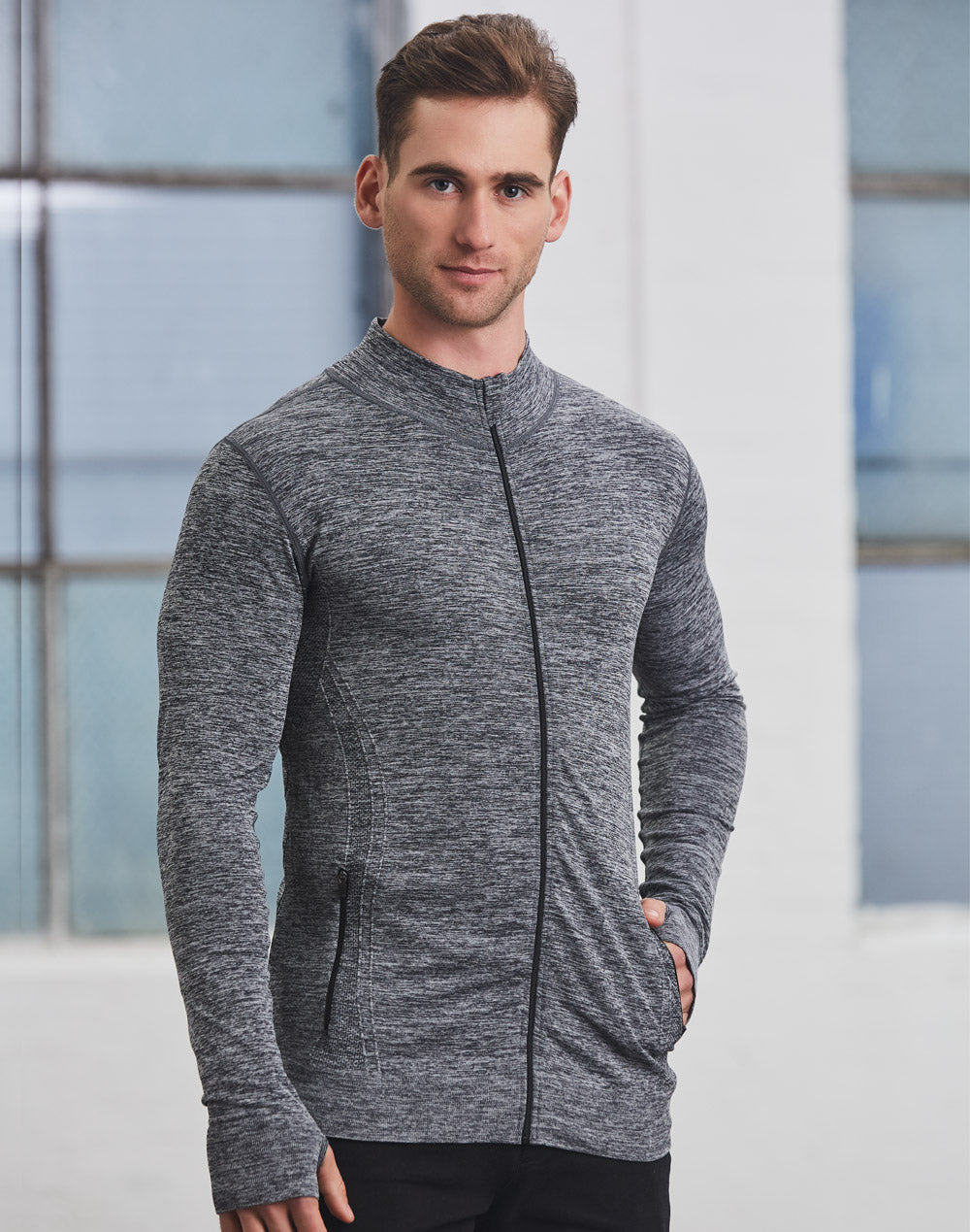 [JK39] Unisex Seamless Heather Jacket