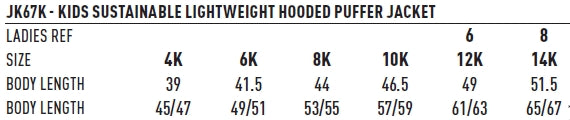[JK67K] Kids Sustainable Lightweight Hooded Puffer Jacket