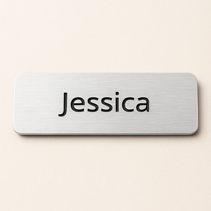 Engraved Name badge with pin (text - 1 line)