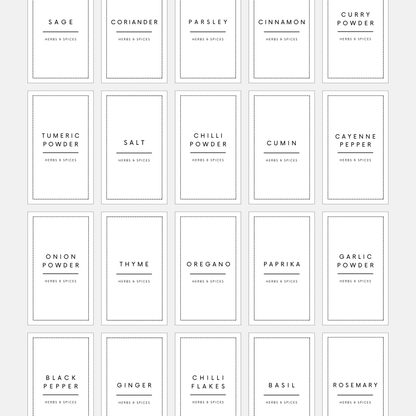 Spice Jar Labels
