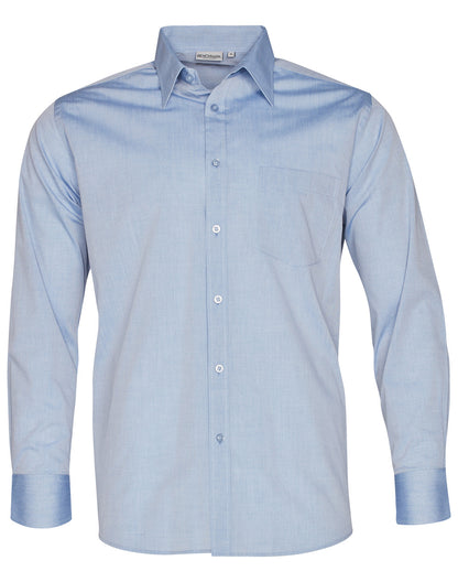 [M7012] Men's Fine Chambray Long Sleeve Shirt