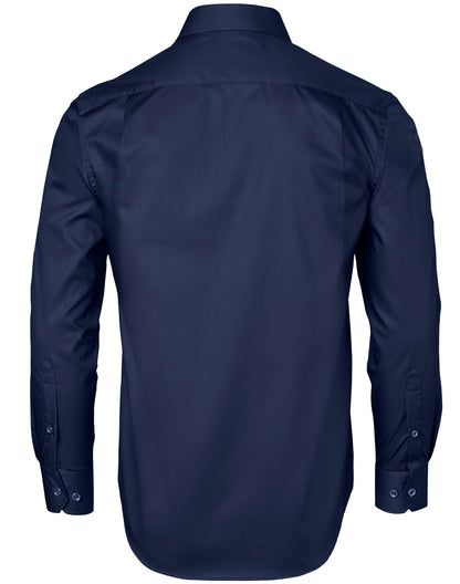 [M7110L] Men's Dobby Striped Taped L/S Shirt