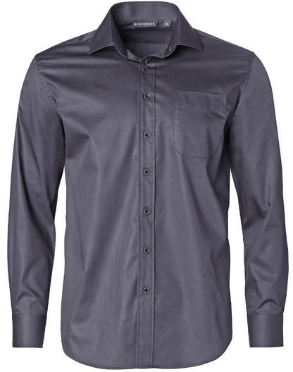 [M7110L] Men's Dobby Striped Taped L/S Shirt