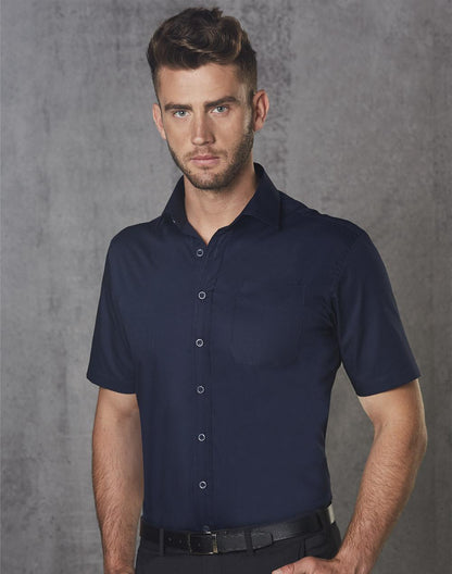 [M7110S] Men's Dobby Striped Taped S/S Shirt