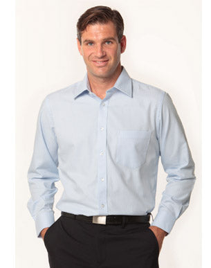 [M7112] Men's Mini Herringbone Long Sleeve Shirt
