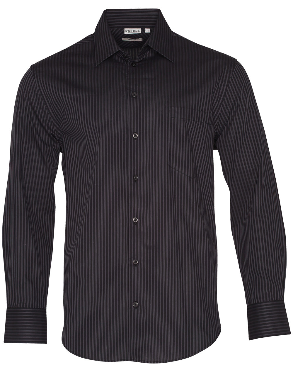 [M7132] Men's Dobby Stripe Long Sleeve Shirt