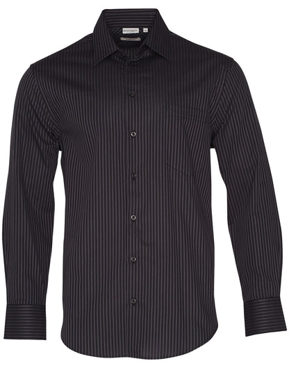 [M7132] Men's Dobby Stripe Long Sleeve Shirt