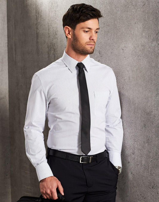 [M7200L] Men's Ticking Stripe L/S Shirt