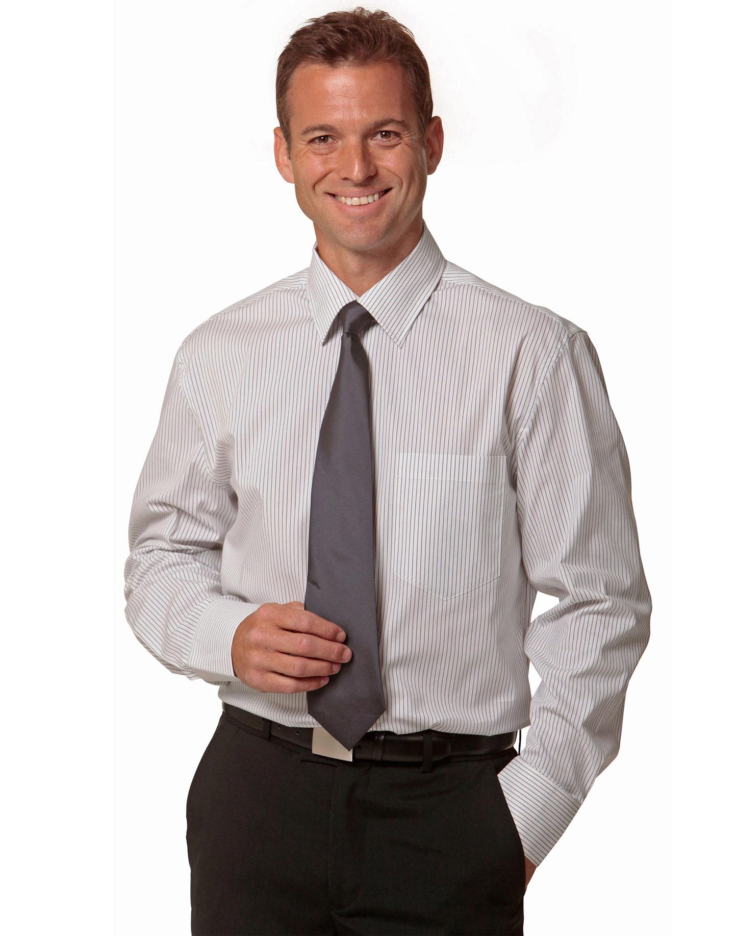 [M7200L] Men's Ticking Stripe L/S Shirt