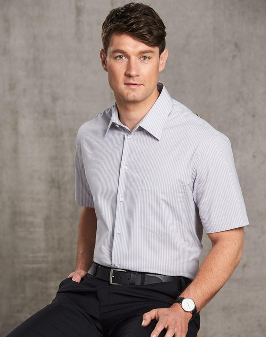 [M7200S] Men's Ticking Stripe S/S Shirt
