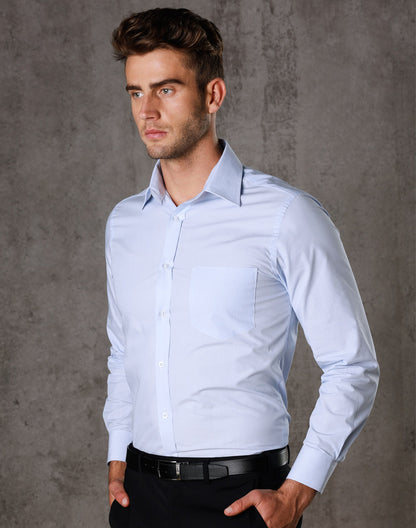 [M7212] Men's Fine Stripe Long Sleeve Shirt