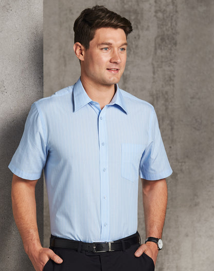 [M7221] Men's Pin Stripe Short Sleeve Shirt