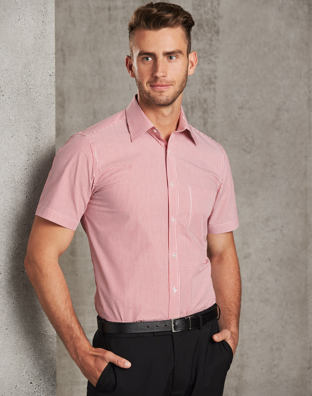 [M7231] Men's Balance Stripe Short Sleeve Shirt