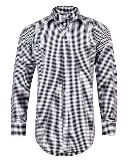 [M7300L] Men's Gingham Check Roll-up L/S Shirt