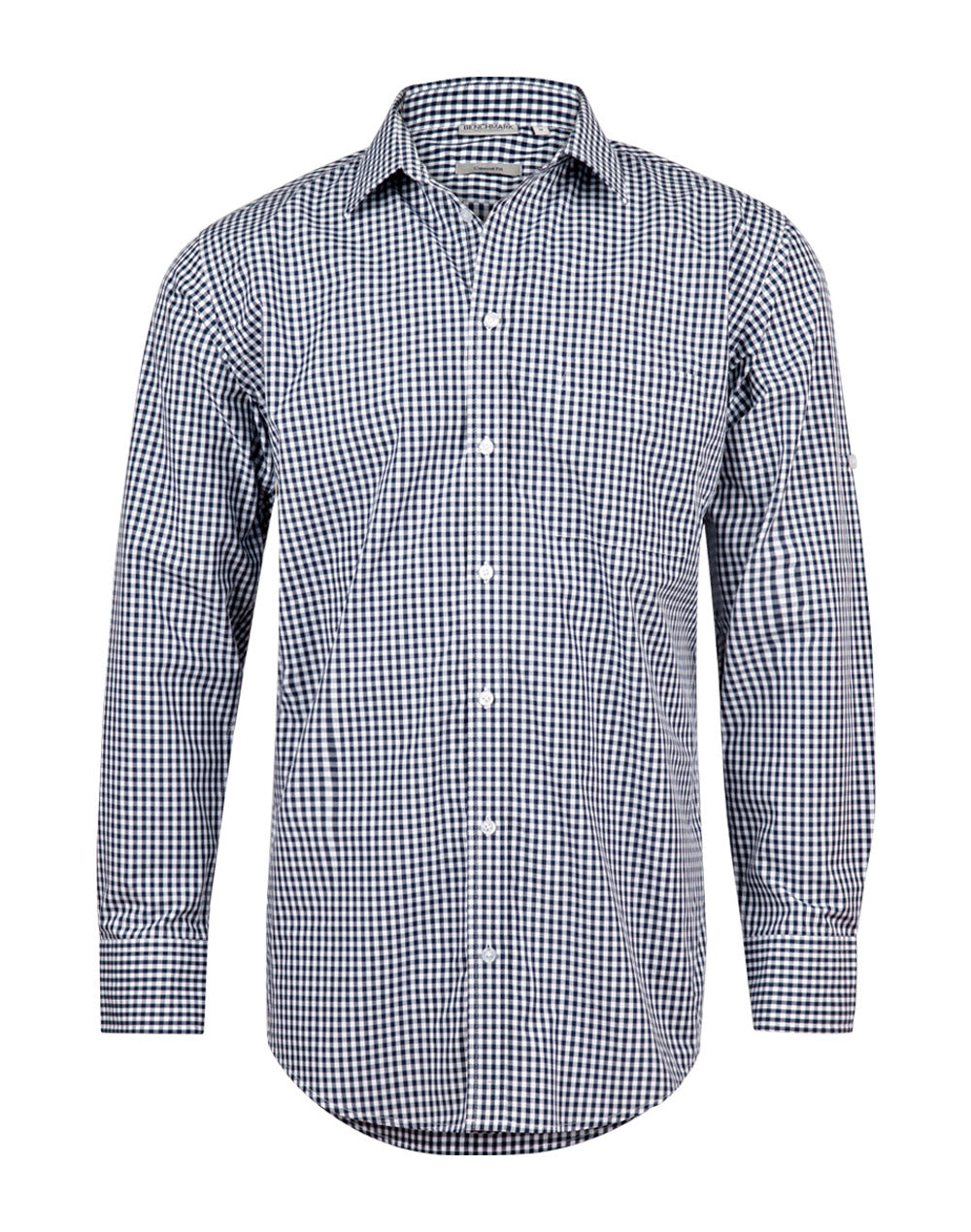 [M7300L] Men's Gingham Check Roll-up L/S Shirt