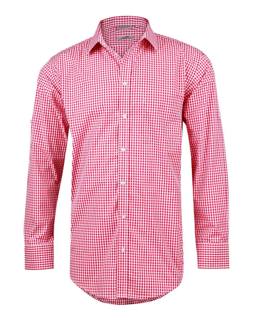[M7300L] Men's Gingham Check Roll-up L/S Shirt