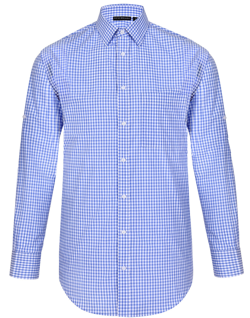 [M7300L] Men's Gingham Check Roll-up L/S Shirt