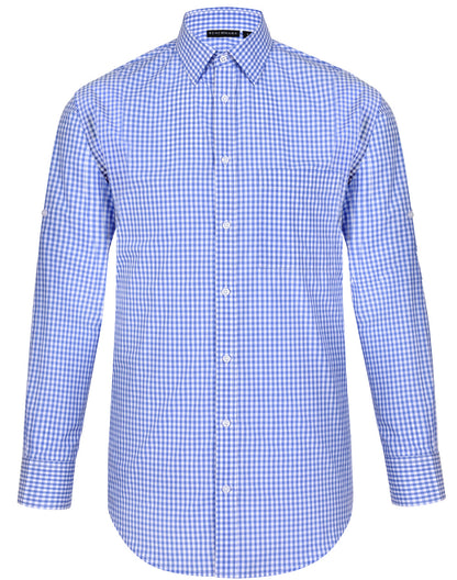 [M7300L] Men's Gingham Check Roll-up L/S Shirt