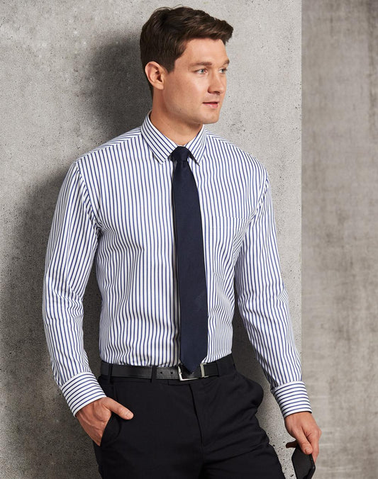 [M7310L] Men’s Sateen Stripe L/S Shirt
