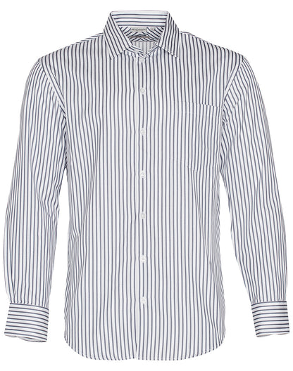[M7310L] Men’s Sateen Stripe L/S Shirt