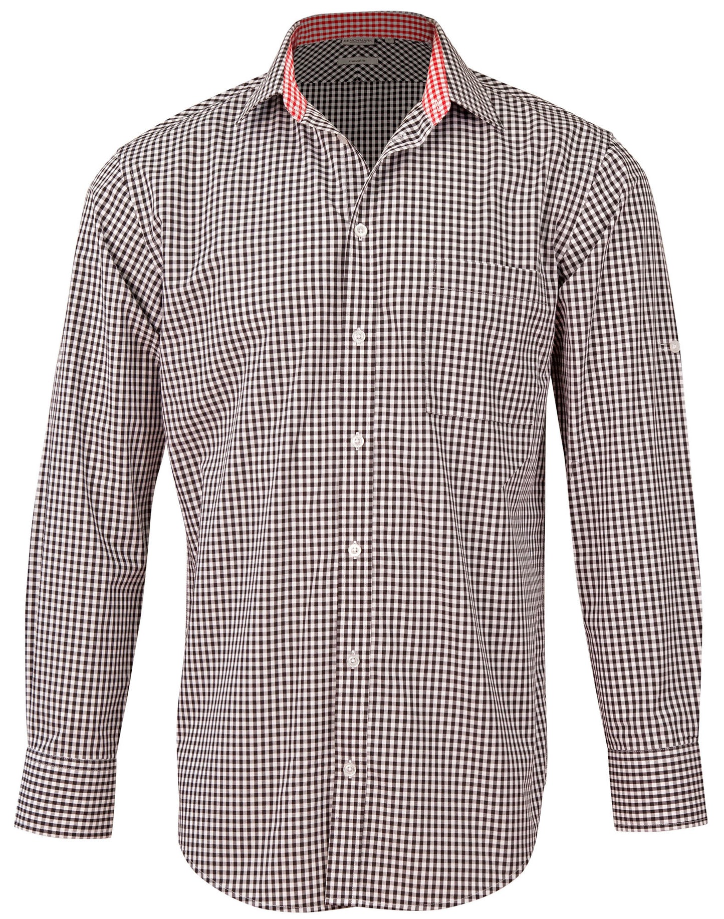 [M7330L] Men's Gingham Check Roll-up L/S Shirt