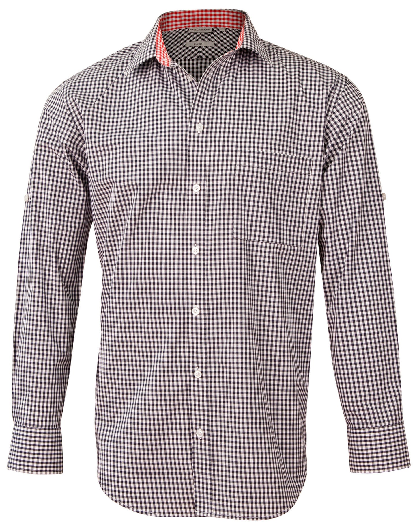 [M7330L] Men's Gingham Check Roll-up L/S Shirt