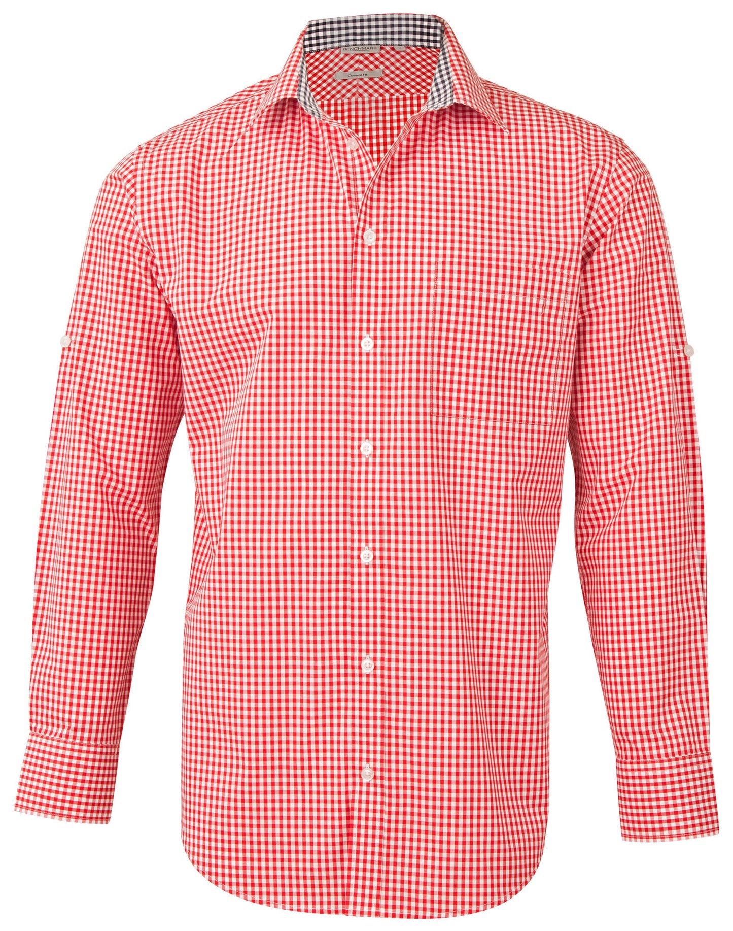 [M7330L] Men's Gingham Check Roll-up L/S Shirt