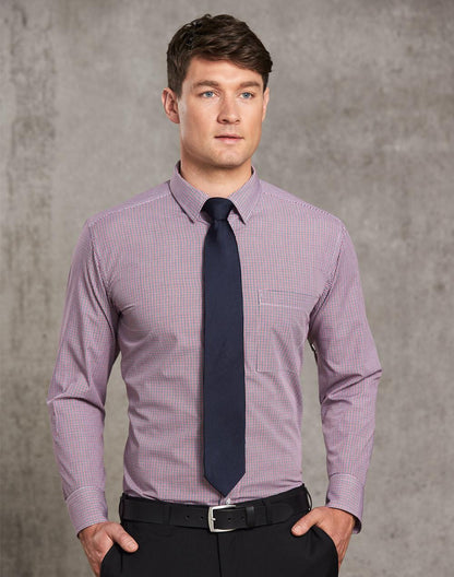 [M7340L] Men's Two Tone Mini Check L/S Shirt