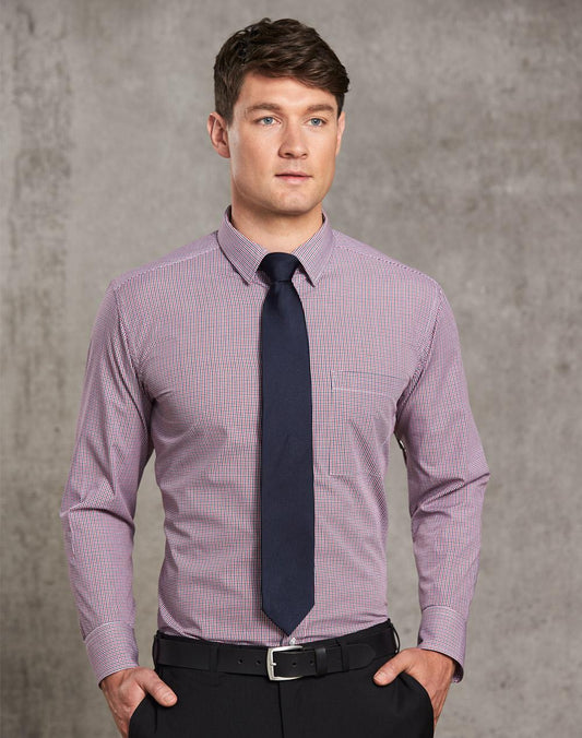 [M7340L] Men's Two Tone Mini Check L/S Shirt